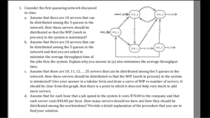  1. Consider the first queueing network discussed in class. a. Assume