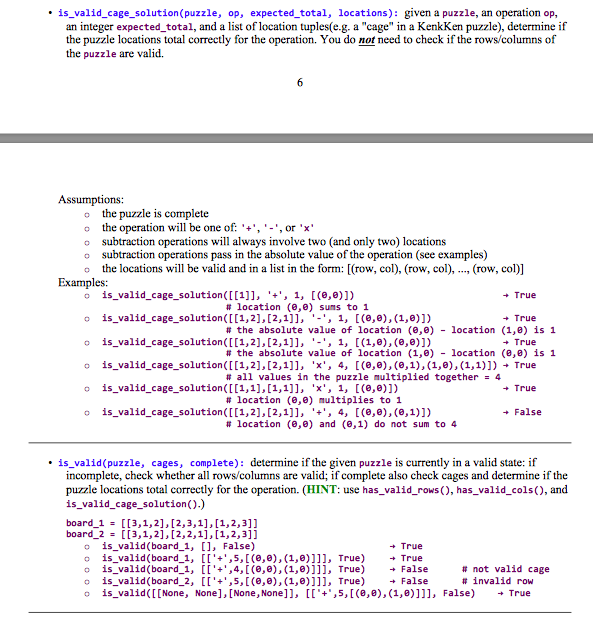 I need help on these 3 functions: PYTHON 3 is-valid cage solution(puzzle,