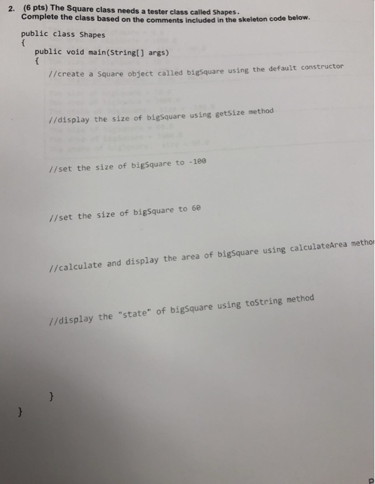 (13 pts) Implement a complete Square class based on the UML below.(You