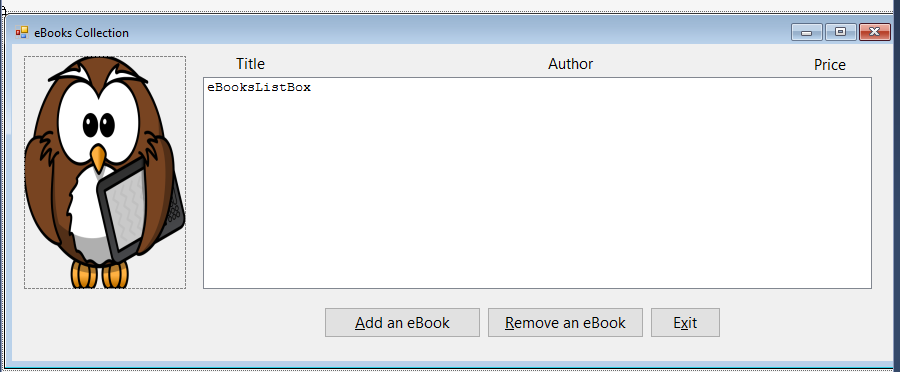 the eBooks Collection application from this chapters Programming Tut 2, and then