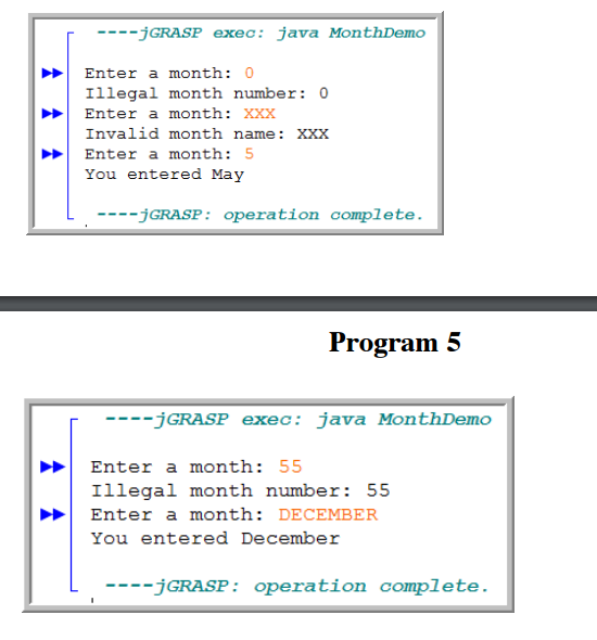 methods 1. A constructor method that accepts an integer argument from 1..12