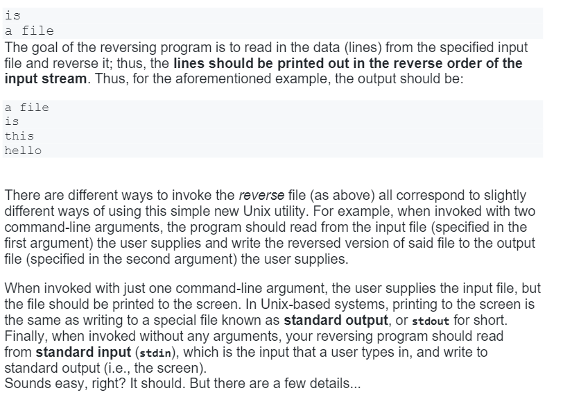 char*argv[]) { if argc = 3 { then you reverse text from