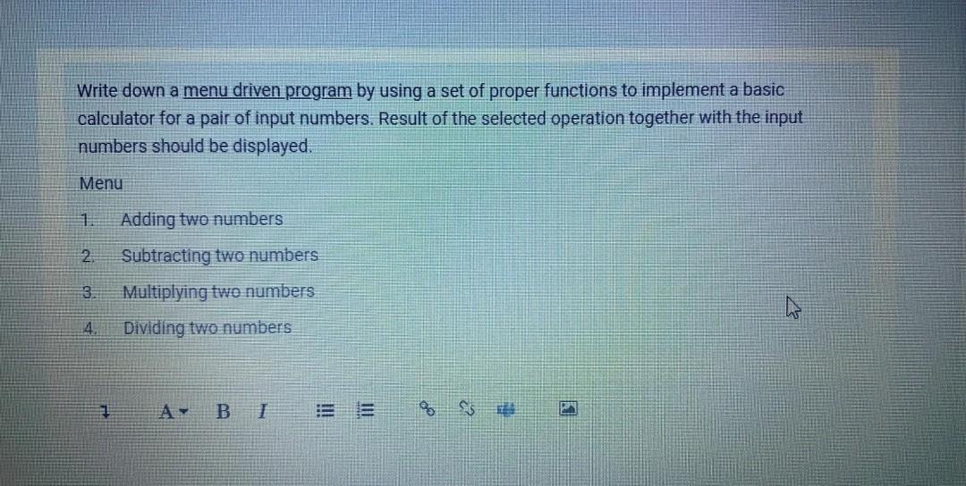  please write in python programme Write down a menu driven program