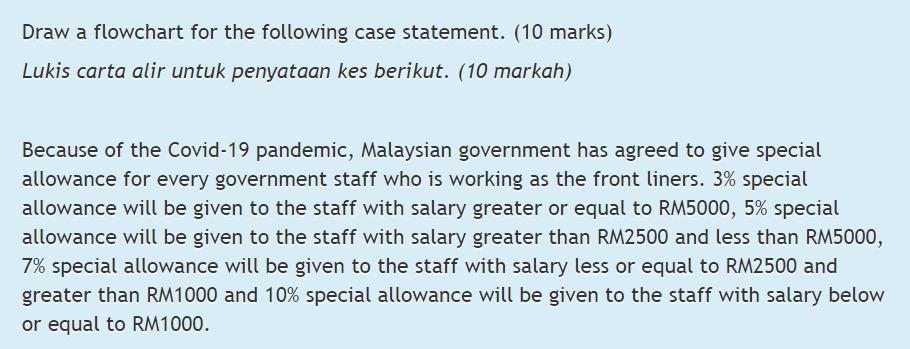 Java programming, need asap Draw a flowchart for the following case