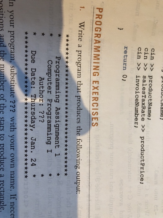  Write a program that produces the following output: (Note: Im need