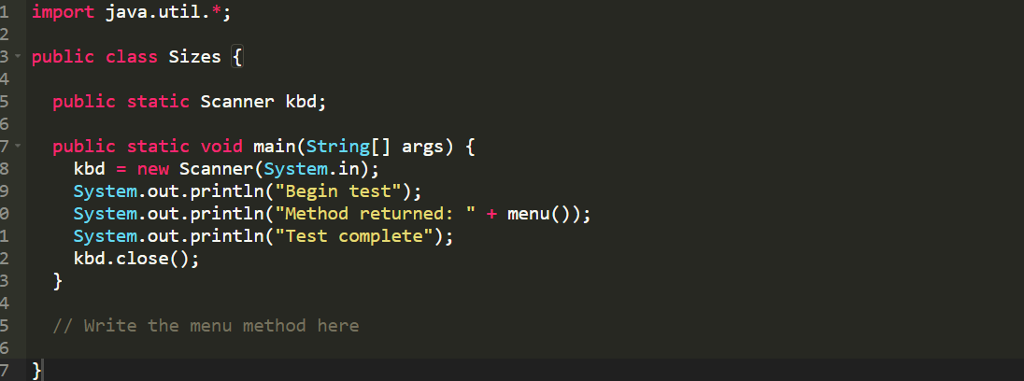  dont change any existing code use comments 1 import java.util.*; 3