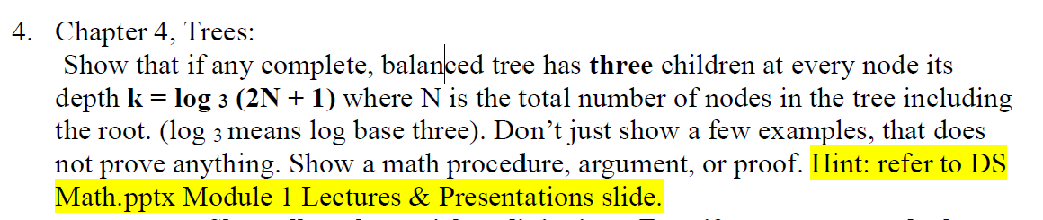 Chapter 4, Trees: Show that if any complete, balanced tree has