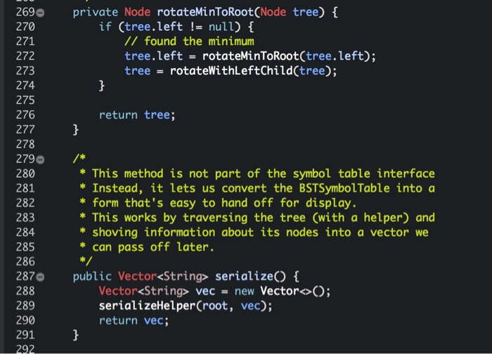 { key=k; val=v; left = right = null; } } // this