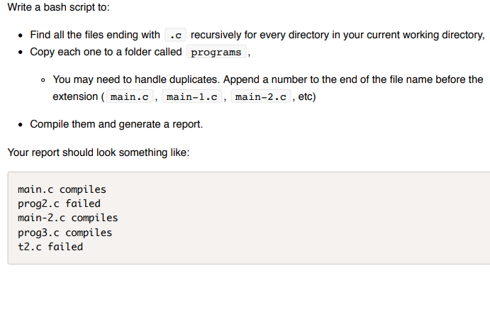 Using Linux, Write a bash script to Find all the files ending