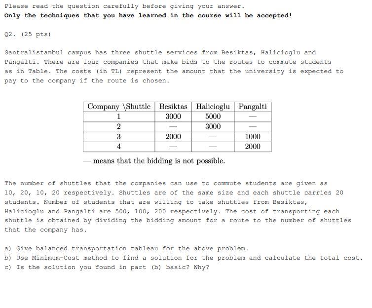  Please read the question carefully before giving your answer. Only the