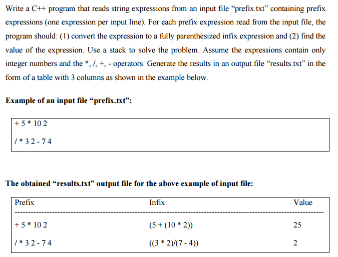  Write a C++ program that reads string expressions from an input