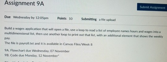  code for python 3.4 idle, please! Thank you Assignment 9A Submit