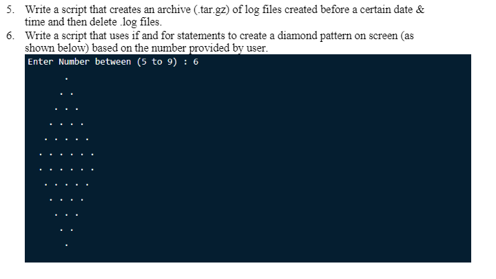 LINUX PROGRAMMING 5. Write a script that creates an archive (.tar.gz) of