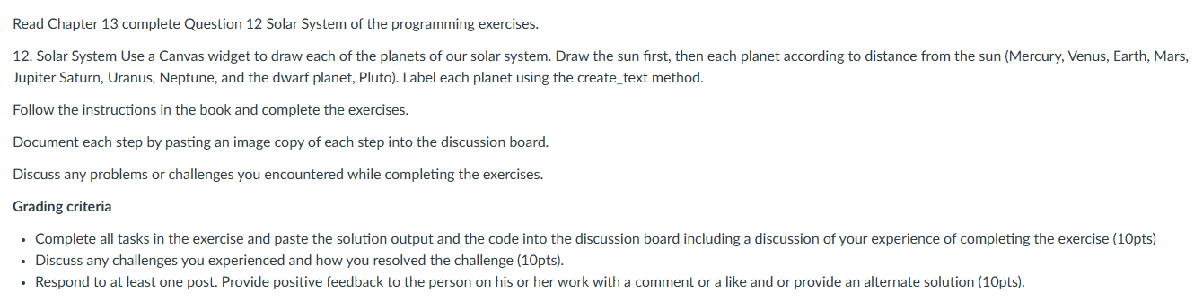 Help with python GUI Read Chapter 13 complete Question 12 Solar System