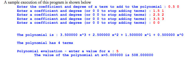 typedef struct poly ( double coeff int degree; struct poly *next; Poly