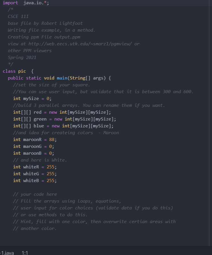 _pic.java D Change the names of the file and class to Your