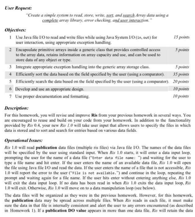 Create a Java Eclipse Program with the following information provided. Description: For