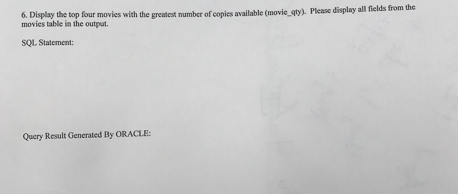 to design a databse for a movie rental company. The following two