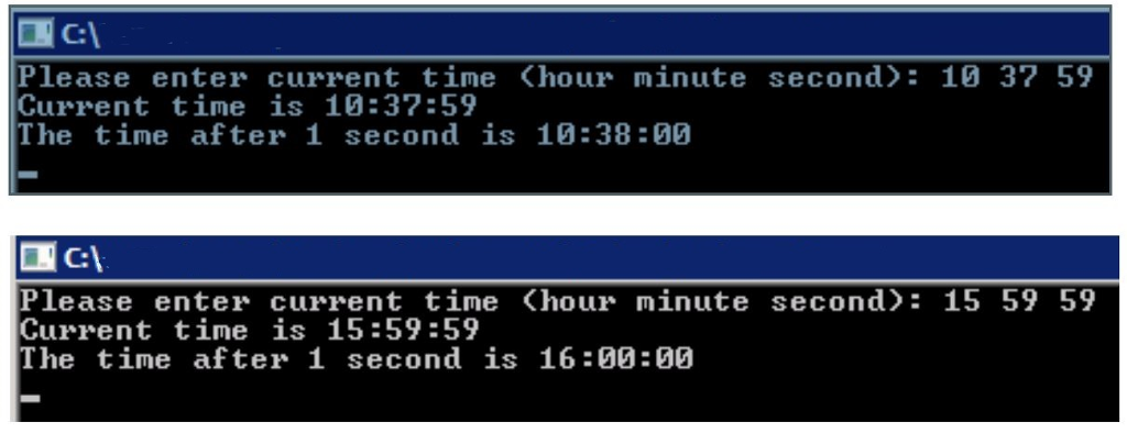 Programming in C Define a structure for representing time. It should contain