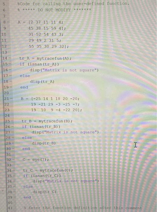 of a square matrix. The trace of a square matrix A, denoted
