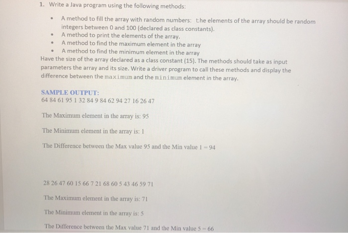  1. Write a Java program using the following methods: A method