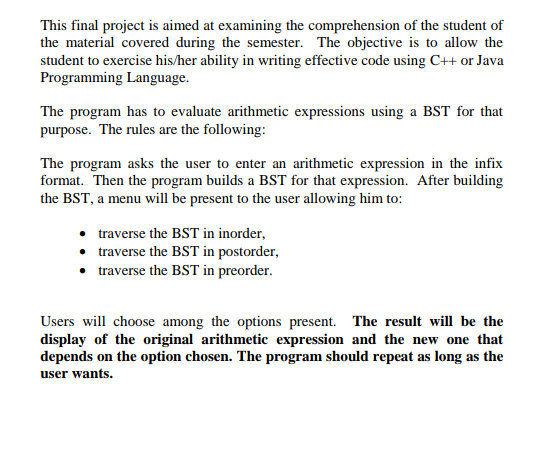  hello, i need a c++/java code for this project and also