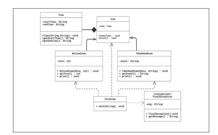18 19 20 class Time private String startTime; private String endTime; 21