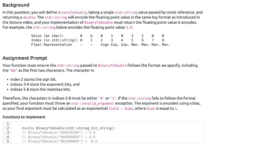  Background In this question, you will define Binary ToDouble, taking a