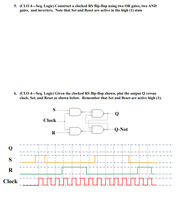 gates plus some inverters. Design the following RS flip-flops, labeling S, R,