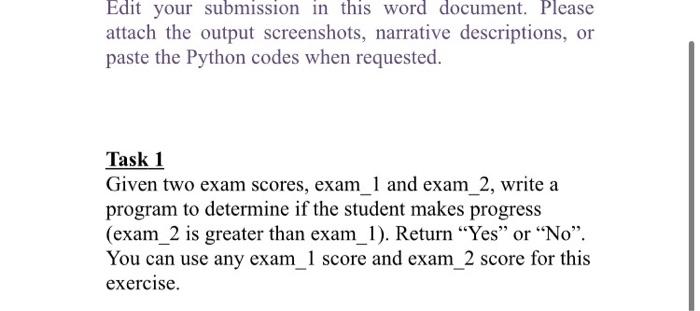  Edit your submission in this word document. Please attach the output