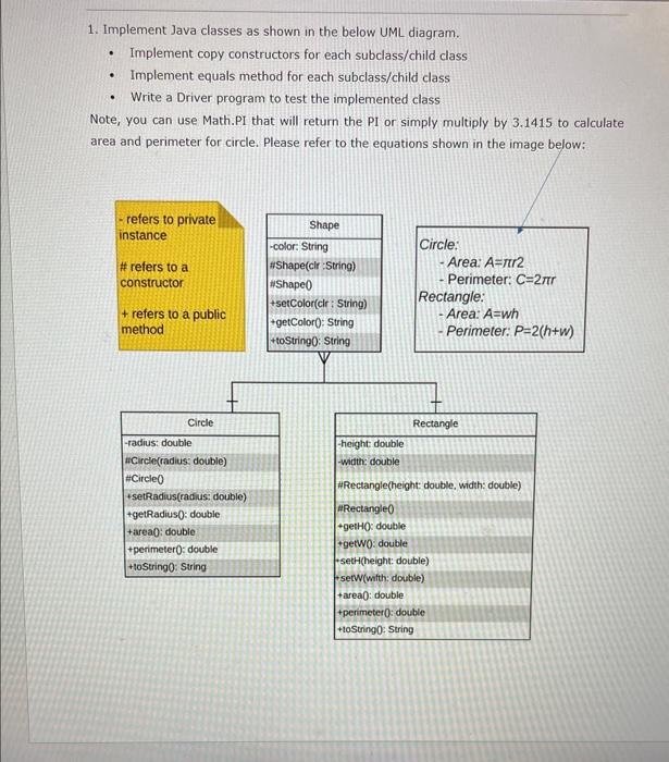 solve in java 1. Implement Java classes as shown in the below