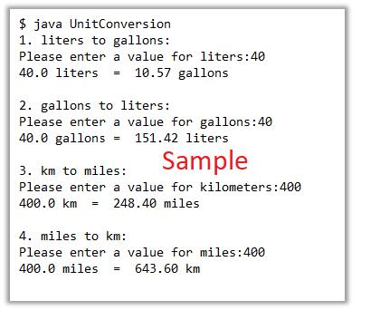 This is a basic java program where you convert units using only