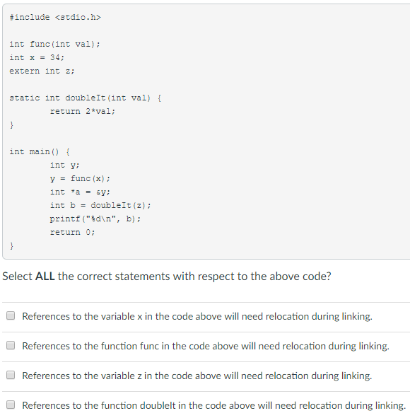  #include int func (int val) int x34 extern int z: static