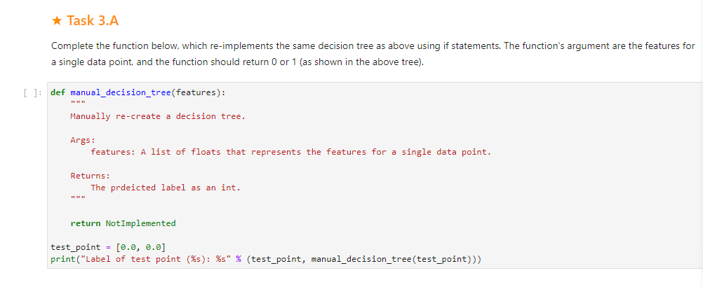 above using if statements. The function's argument are the features for a