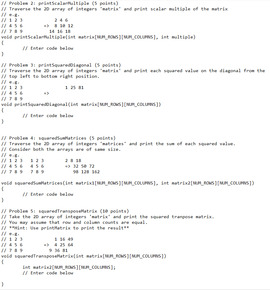 that does manipulation on 1-D and 2-D arrays. In one part, the