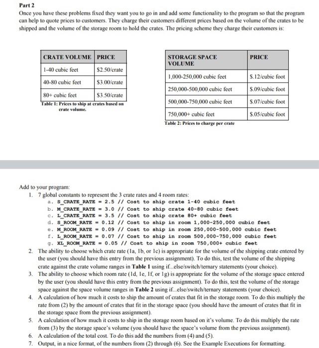 THE EXACT SAME AS BELOW Part 1 The transcontinental shipping company you