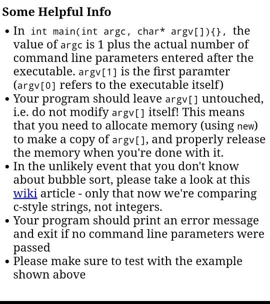 first picture below here. 2.1 Sorting command line arguments (3- pt) This