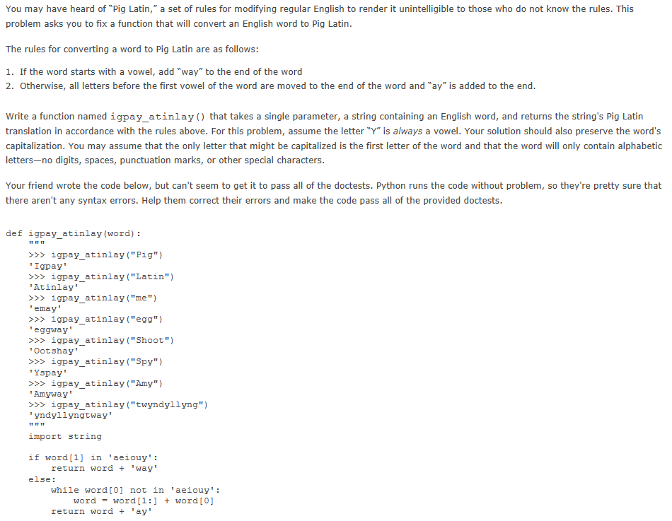  Correct the syntax errors to allow the code to pass all