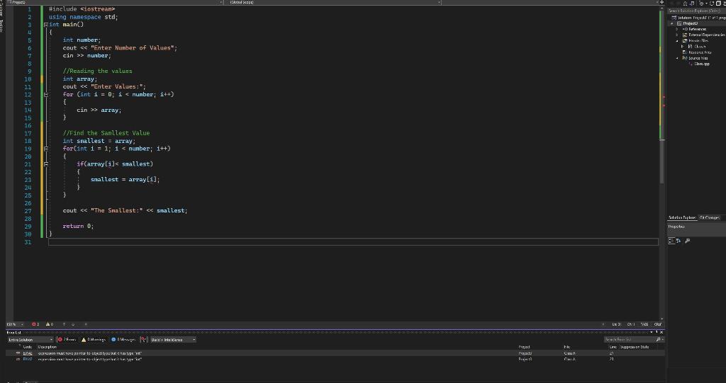  Hello I'm trying to write a program that finds the smallest