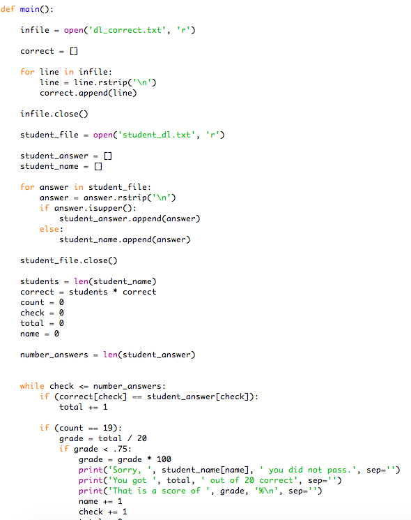 an application that grades the written portion of the driver's license exam.