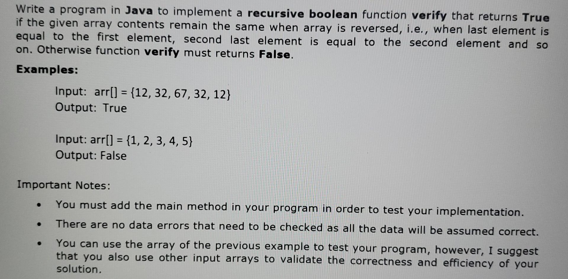 Java program Write a program in Java to implement a recursive boolean