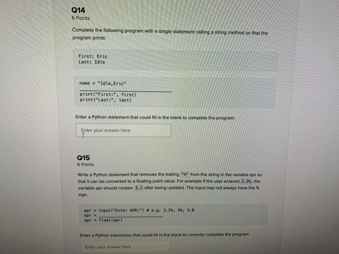 Need Python Code ASAP !!!!!!! Will thumbs up ! need both plz