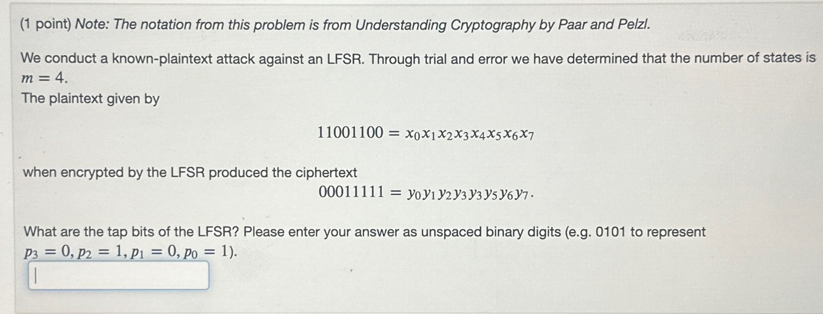  (1 point) Note: The notation from this problem is from Understanding