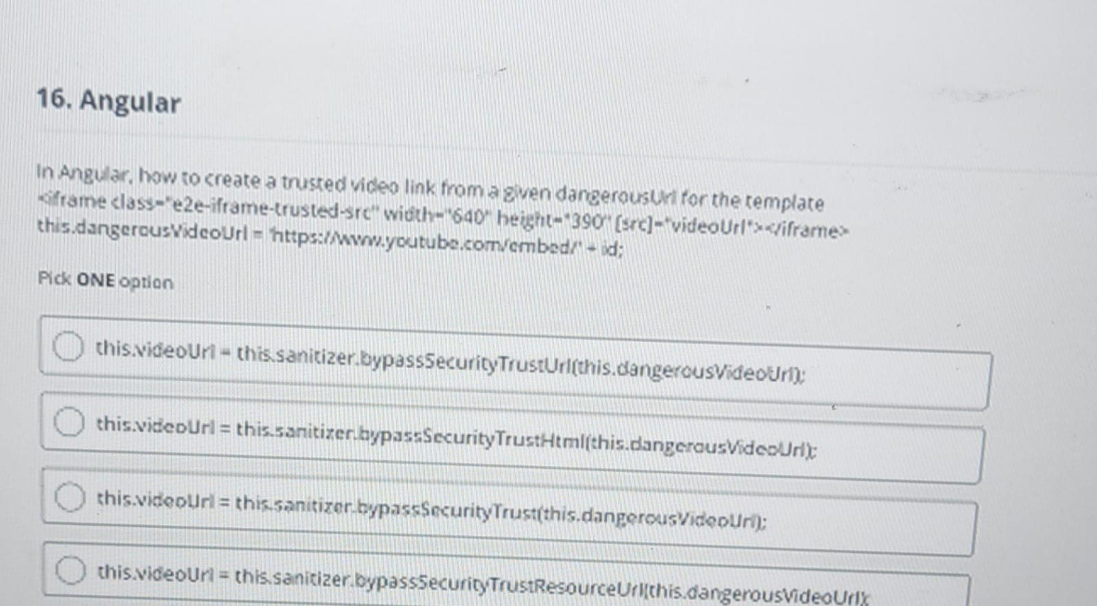  Angular In Angular, how to create a tnusted video link from
