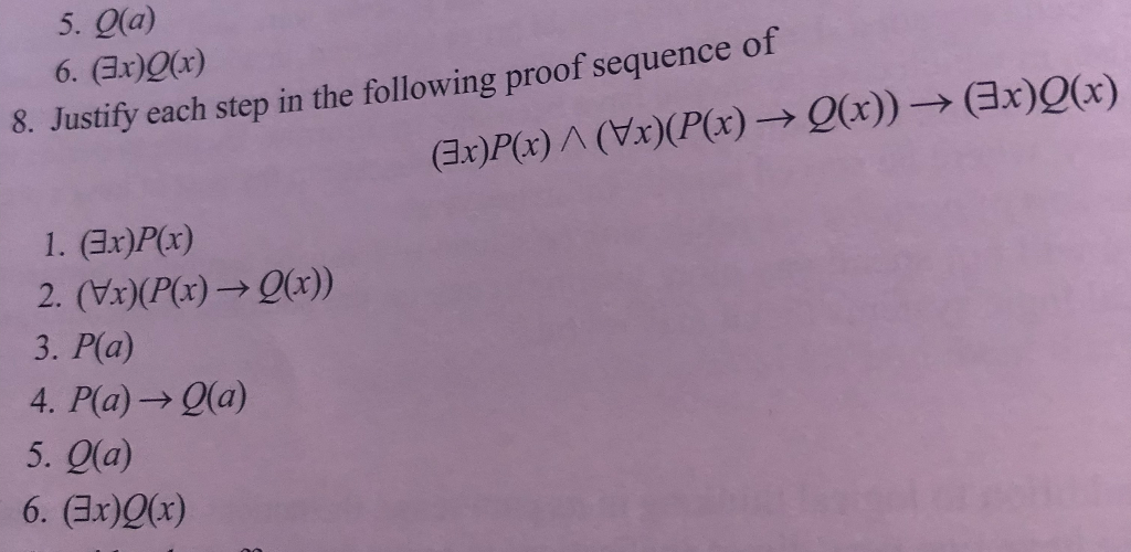  5. Qa) 6. Ex)Qa) 8. Justify each step in the following