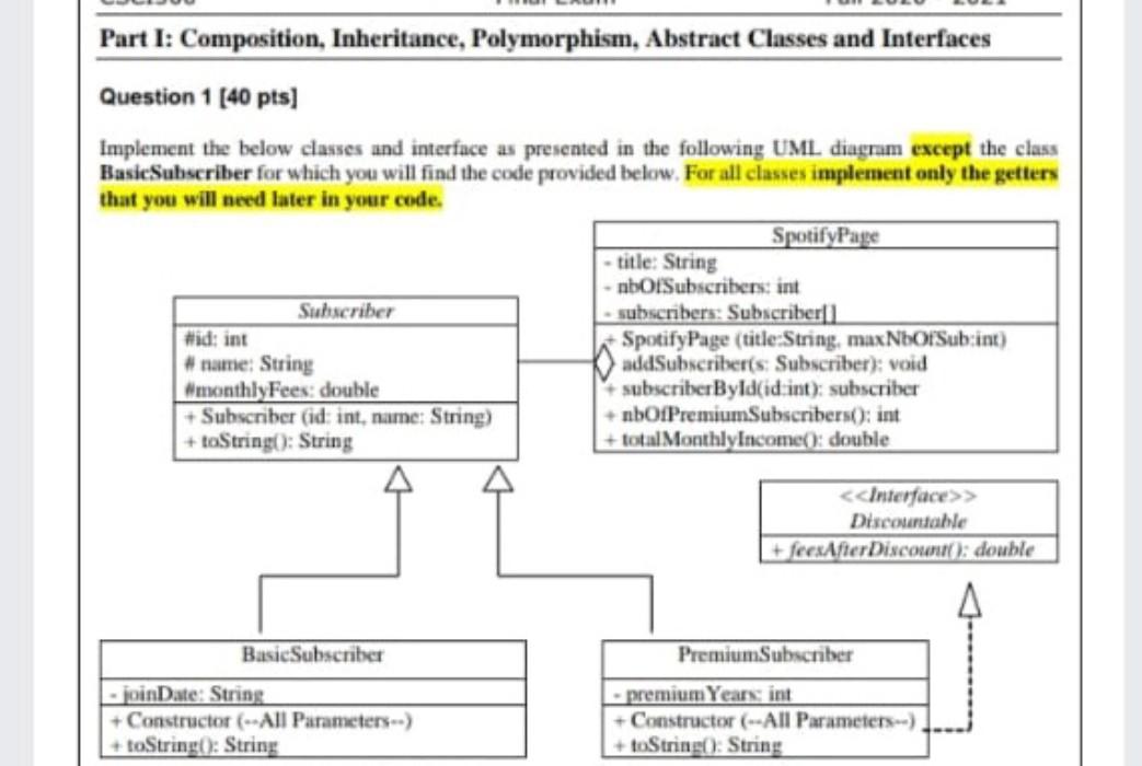 Computer Science Java 2 please please help Part I: Composition, Inheritance, Polymorphism,