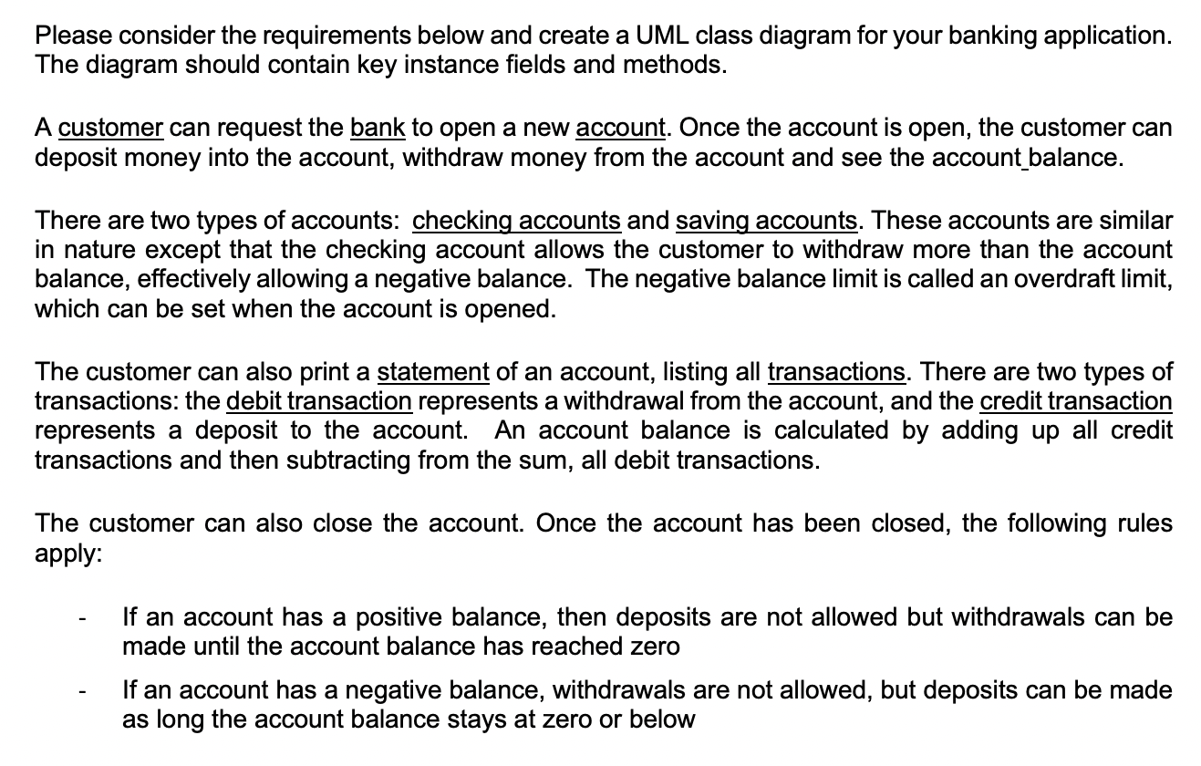  Please consider the requirements below and create a UML class diagram