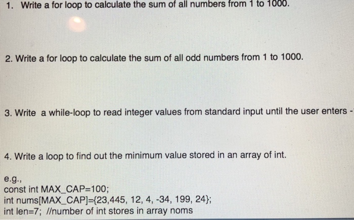  Please help! Thank you very much. 1. Write a for loop