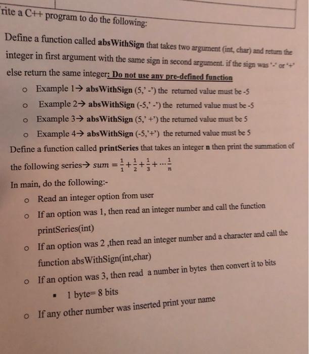  rite a CH program to do the following: a Define a