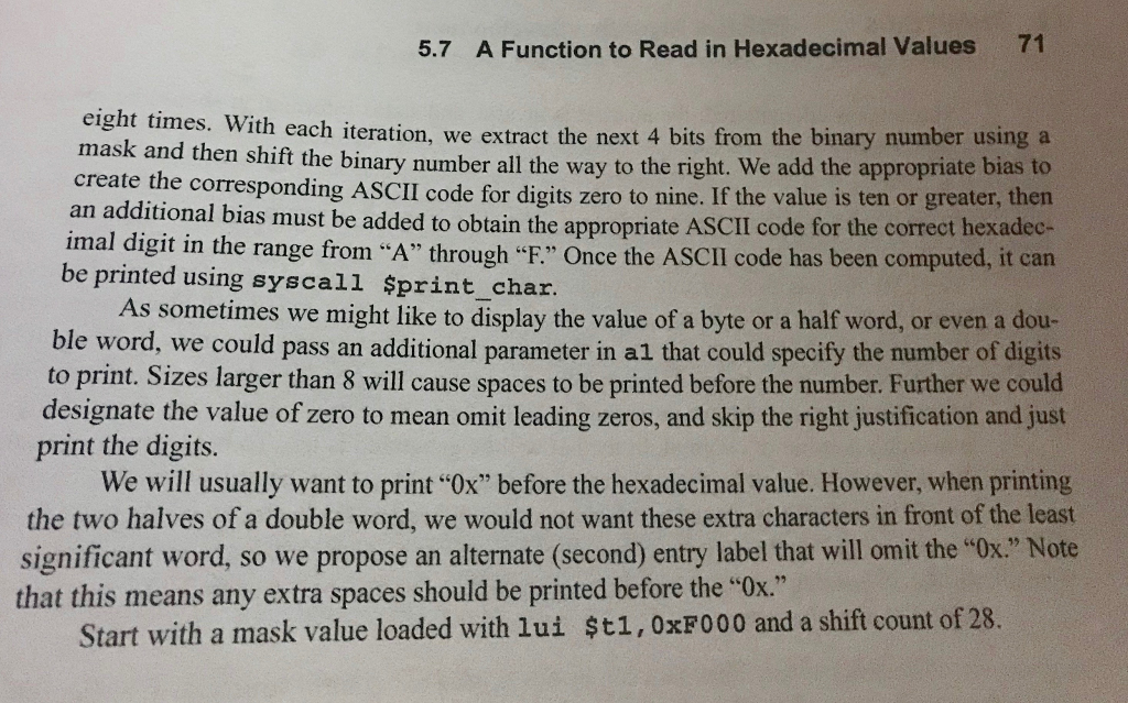 TEST IT. 5.6 A FUNCTION TO PRINT VALUES IN HEXADECIMAL Since there